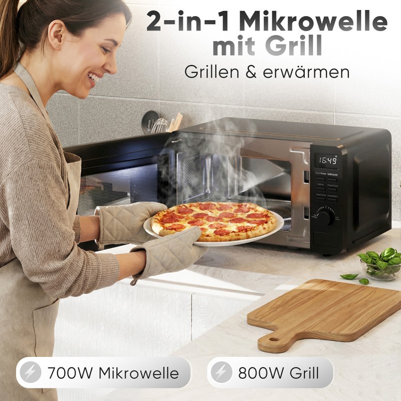 PROFI COOK microwave PC-MWG 1319, with grill, 20 litres, black